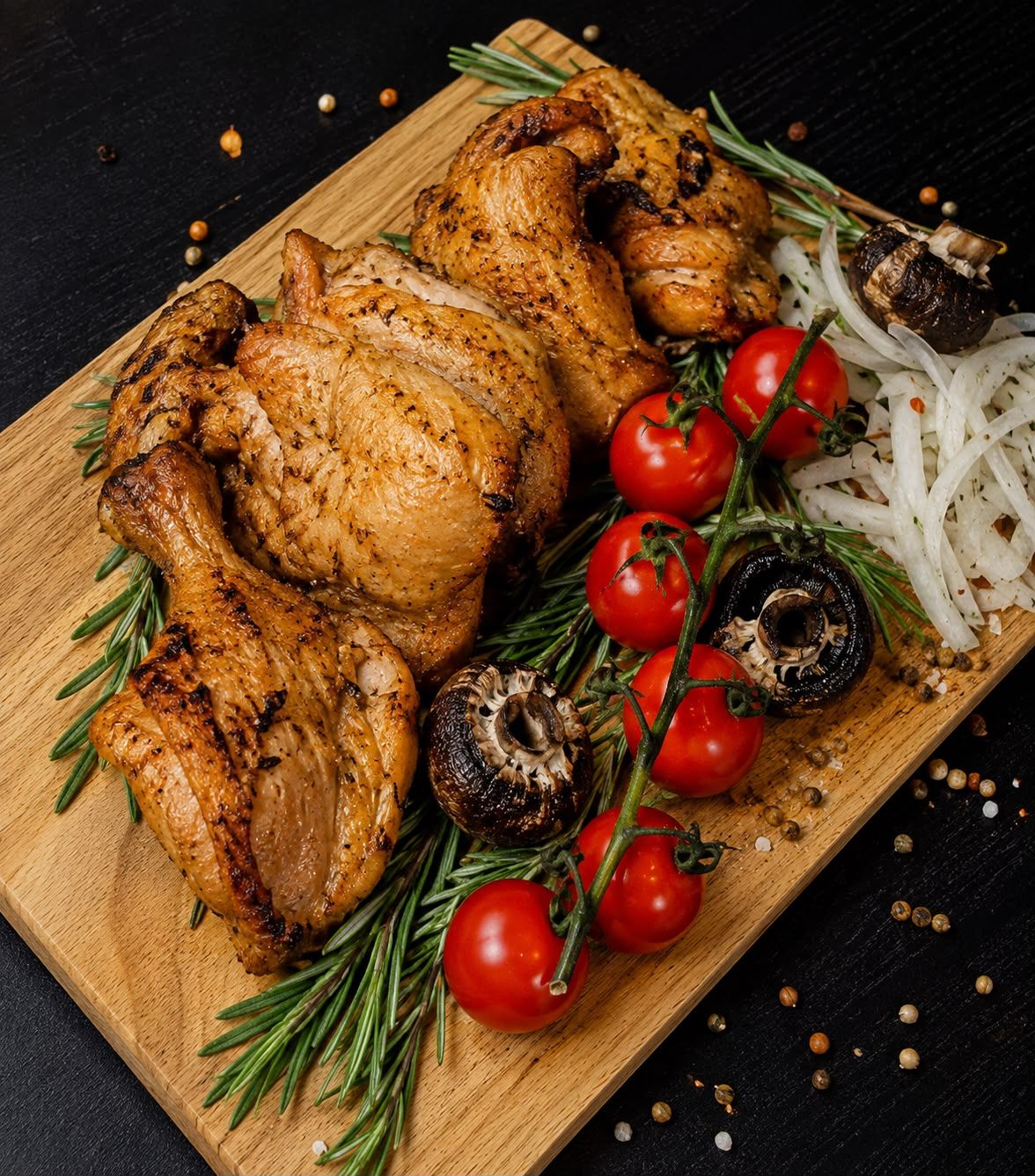Шашлык из курицы на мангале с овощами — Мангал Хаус